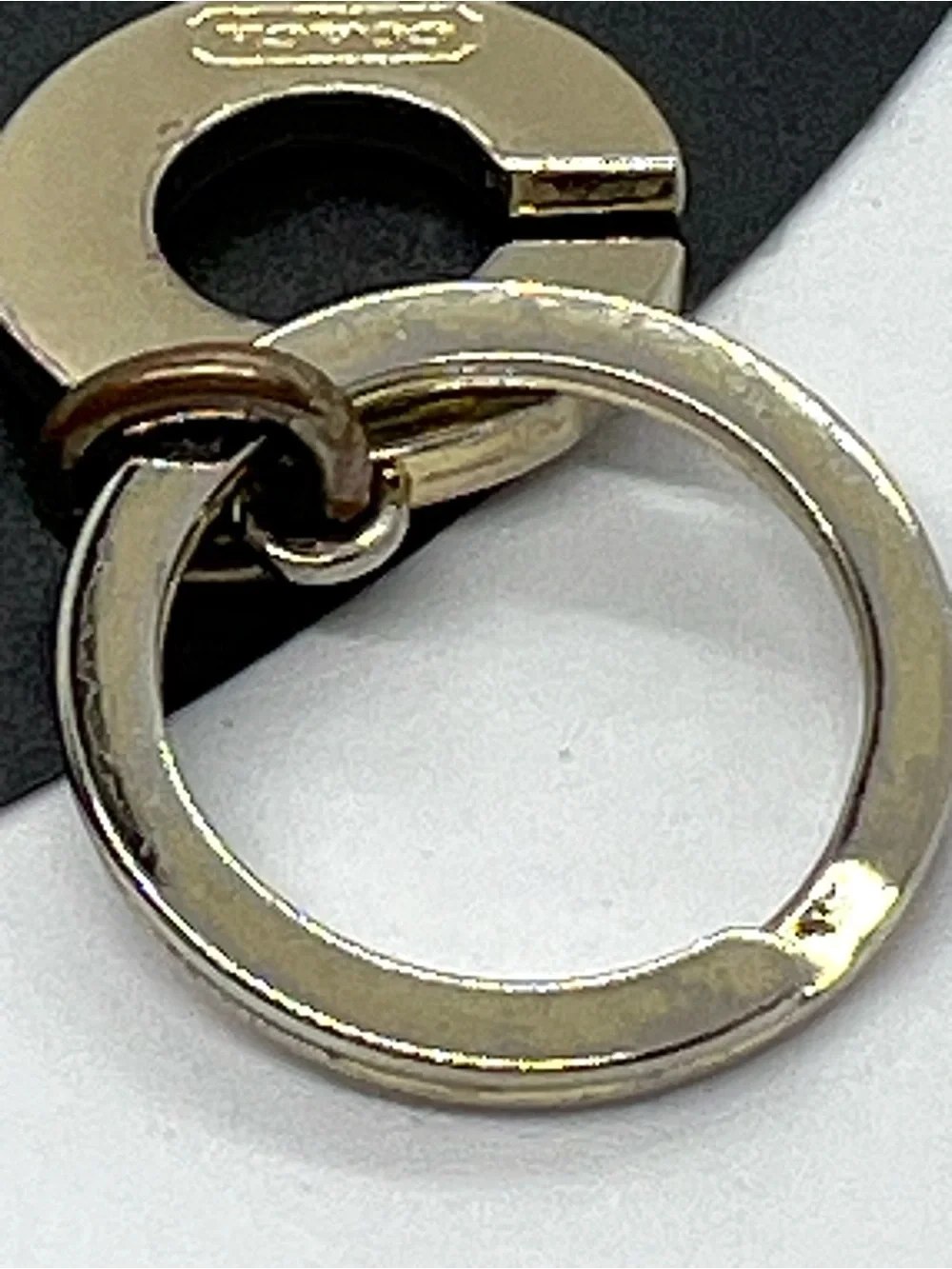 Vintage Coach Gold Tone Enamel Signature C Keychain Bag Charm Est. 1941